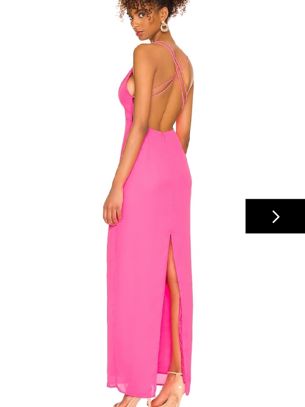 Superdown hot pink Lucinda strappy backless maxi dress back slit sz xs